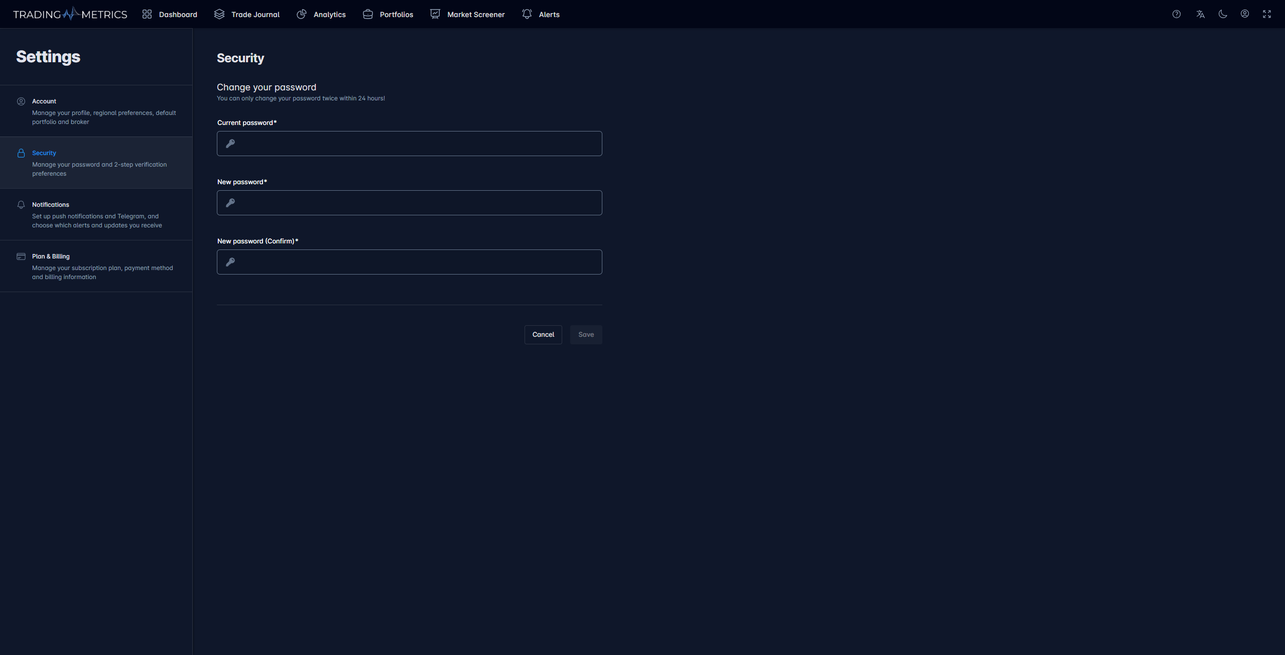 Security settings overview