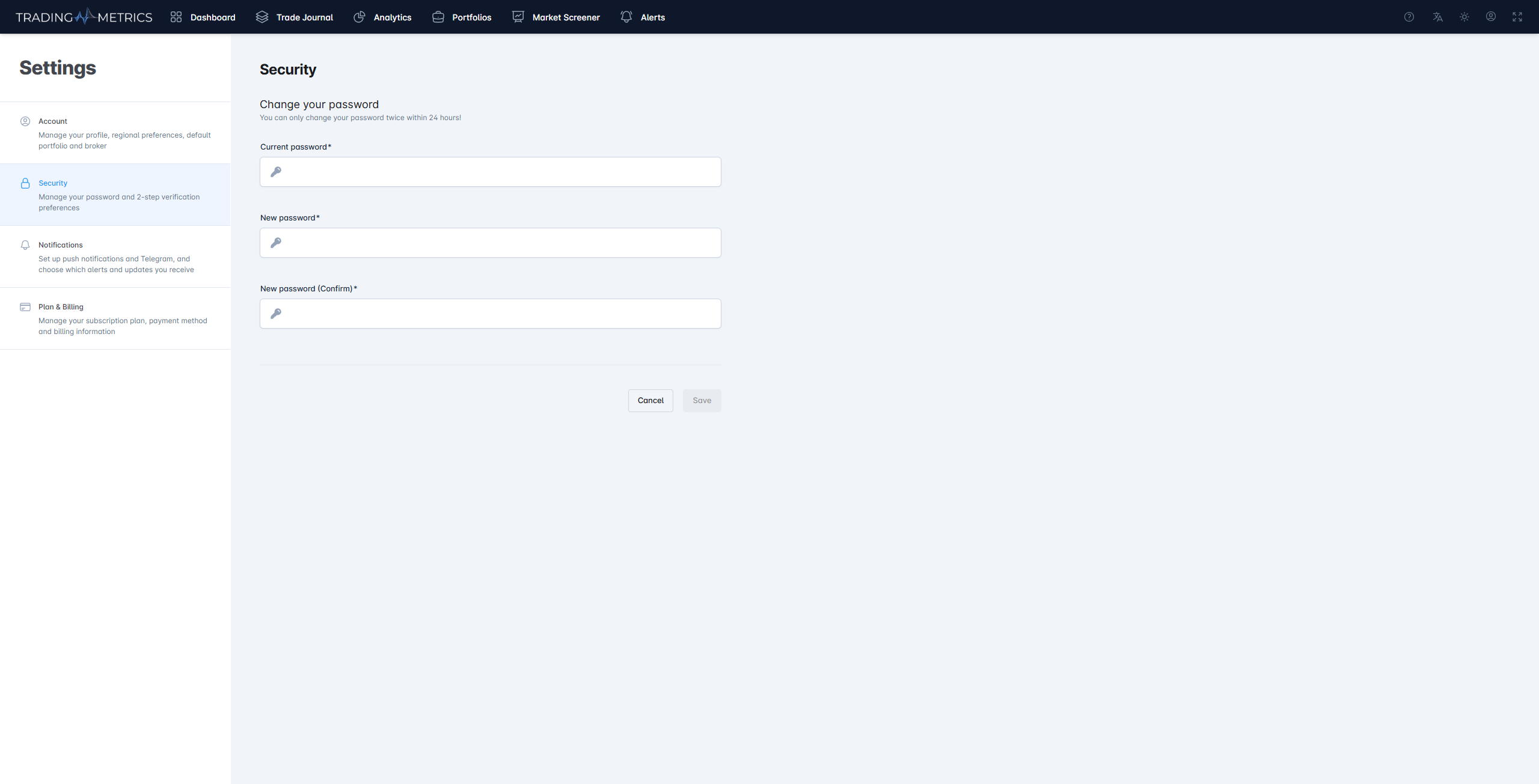 Security settings overview