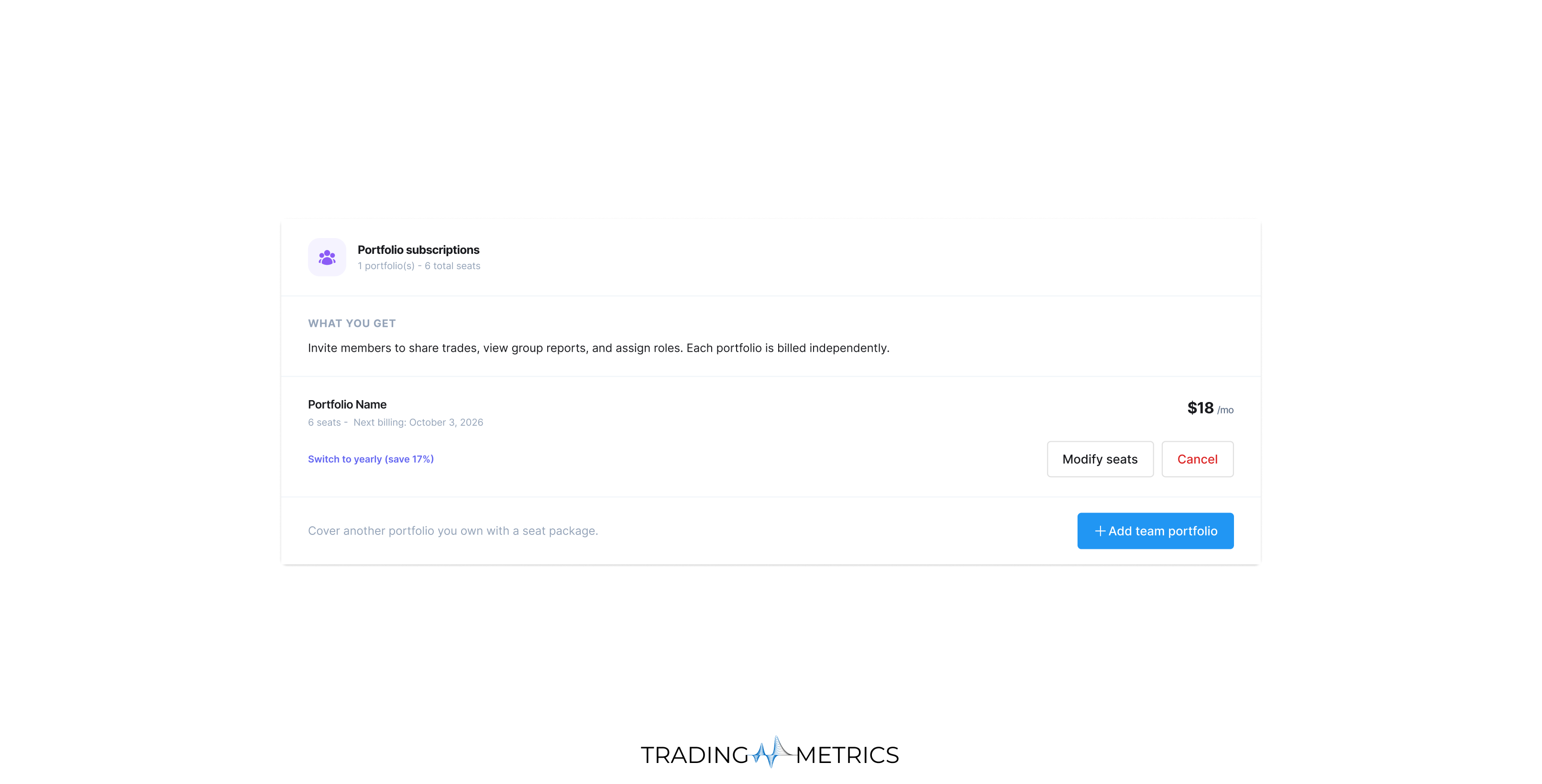 Portfolio subscription overview